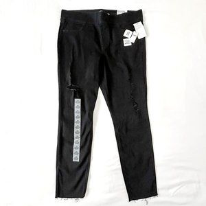 Old Navy Mid-Rise Distressed Rockstar Super Skinny Black Ankle Jegging - Size 14